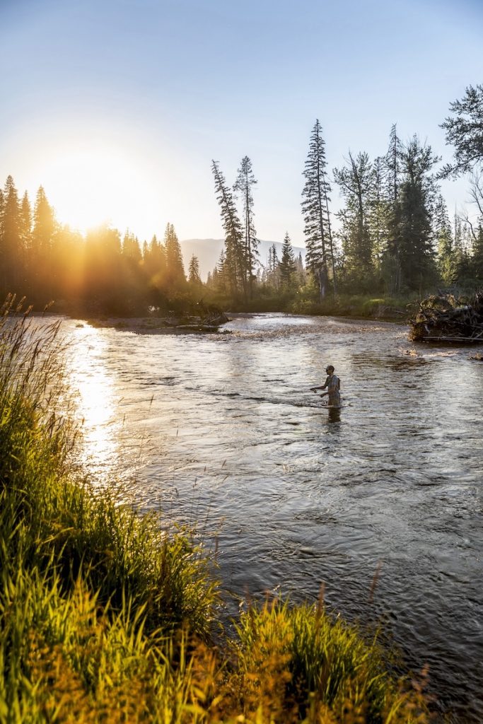 Fly fishing the Swan River at dusk.
